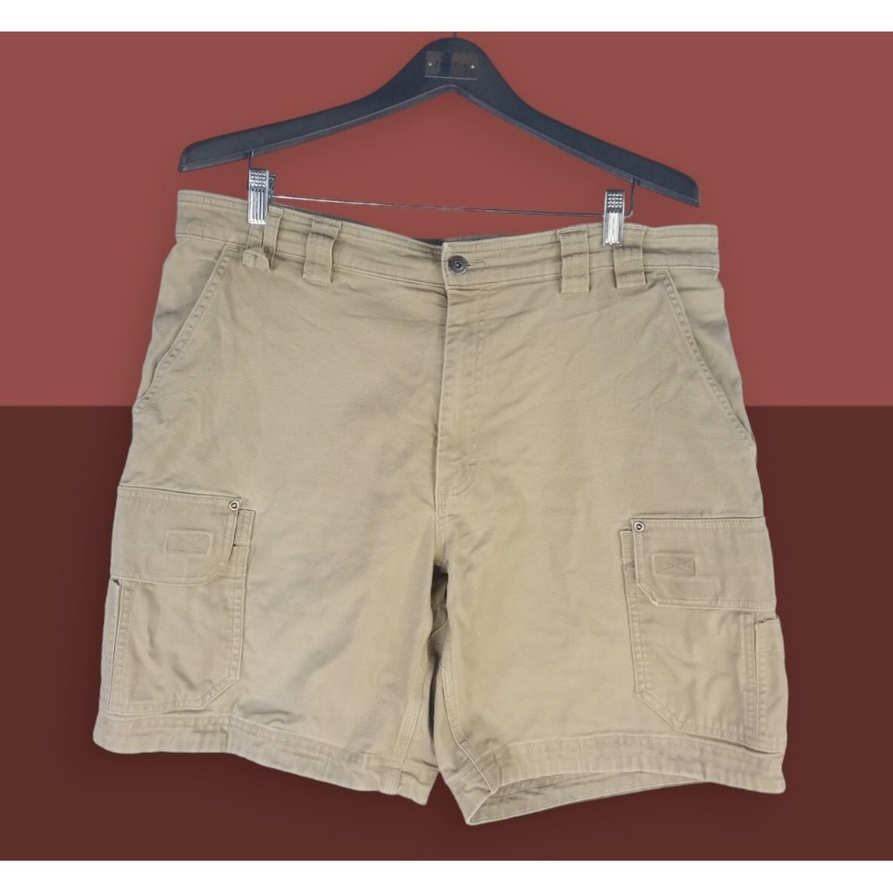 Duluth Shorts Mens Size 40 Khaki Cargo Flex Fire Hose Carpernter Cotton Stretch